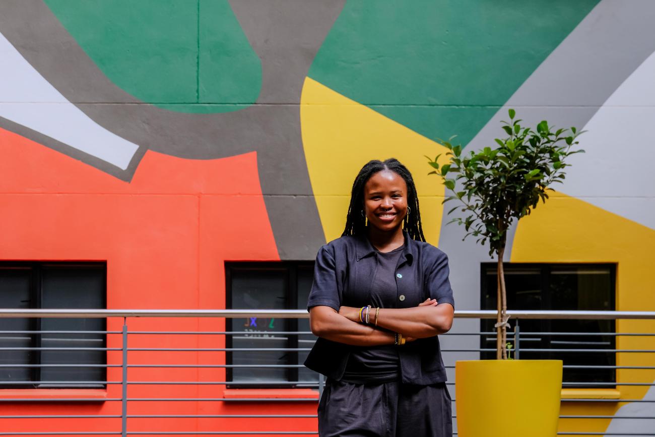 •	Artist Thobile Mavuso commissioned by Thrive Student Living for the mural