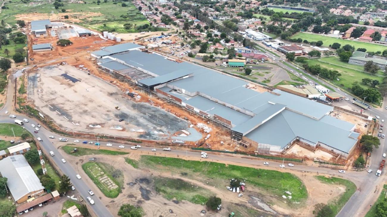 Aerial view of the construction progress at Jumbo Mall